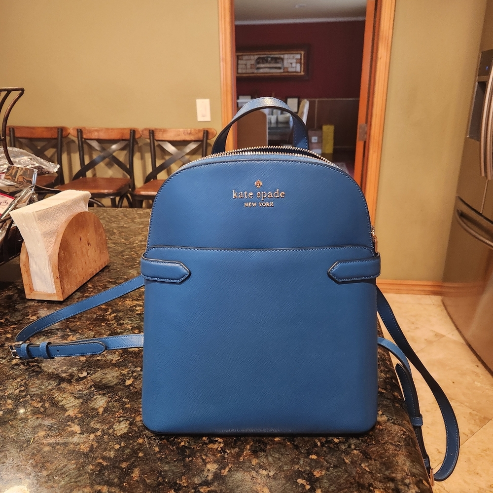 Kate Spade Staci Dome Backpack with Sleek Design (Color: Sapphire Ice)